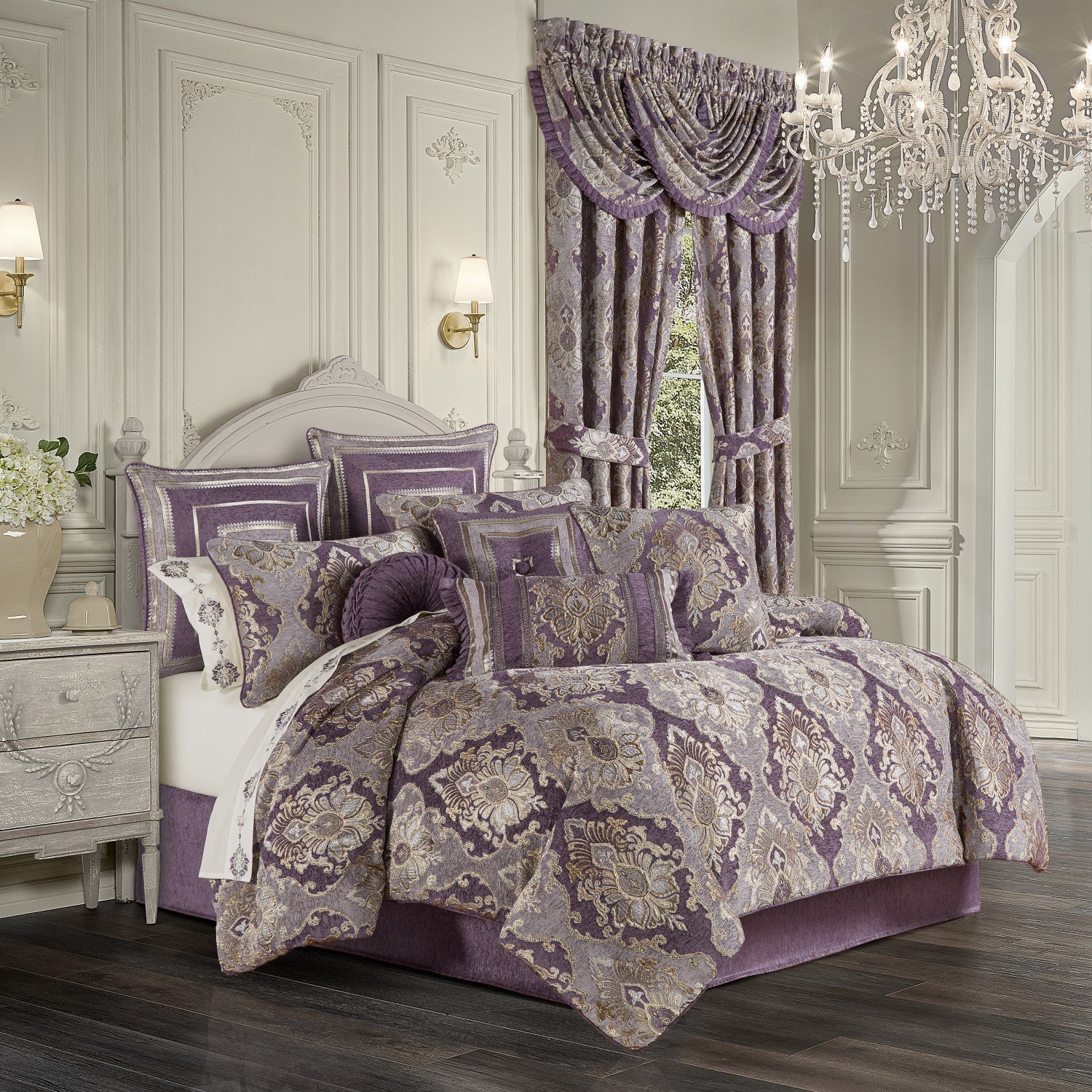 Five Queens Court Dominique 4 Piece Comforter Set, King - Lavender