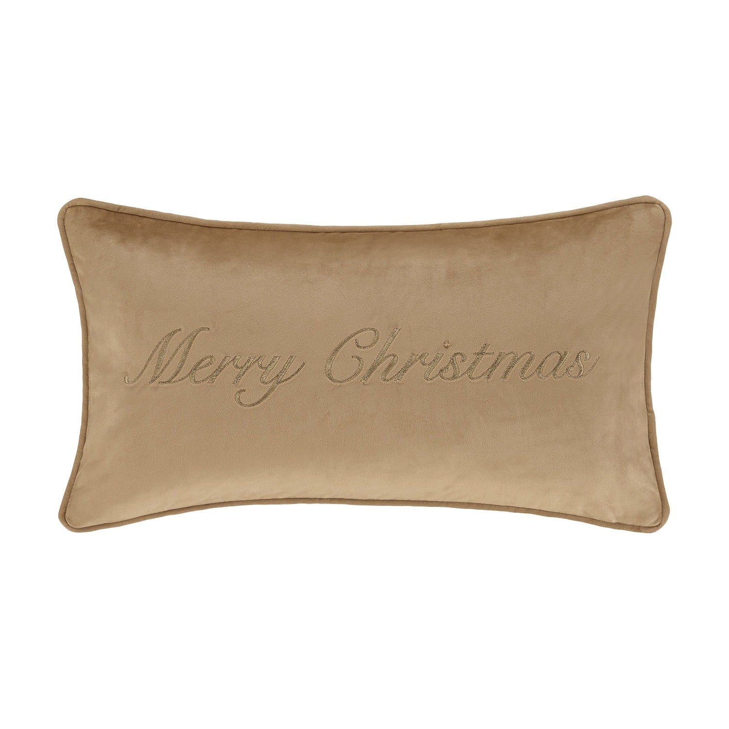 Merry Christmas Natural Embroidered Pillow by Taylor Linens