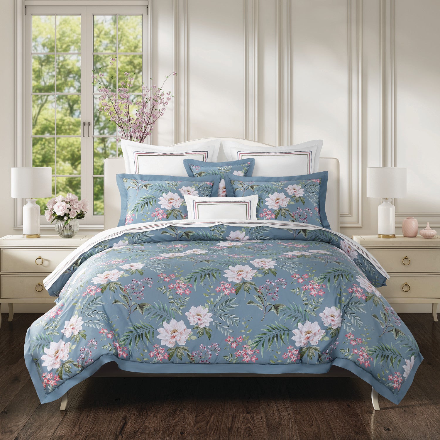 Savannah Embroidered Euro Sham | Border Design Sateen Cotton – J. Queen ...